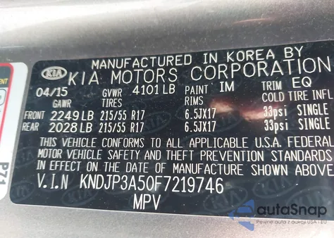 2015 Kia Soul + из США, поврежденный, VIN KNDJP3A50F7219746